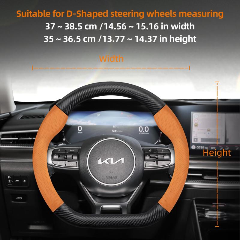 BTNPY1 Suitable for Kia Breathable Leather Matte Carbon Fiber Texture Steering Wheel Cover Suitable for Ceed Jd Picanto Sportage 3 2019 Ev3 Rio 4
