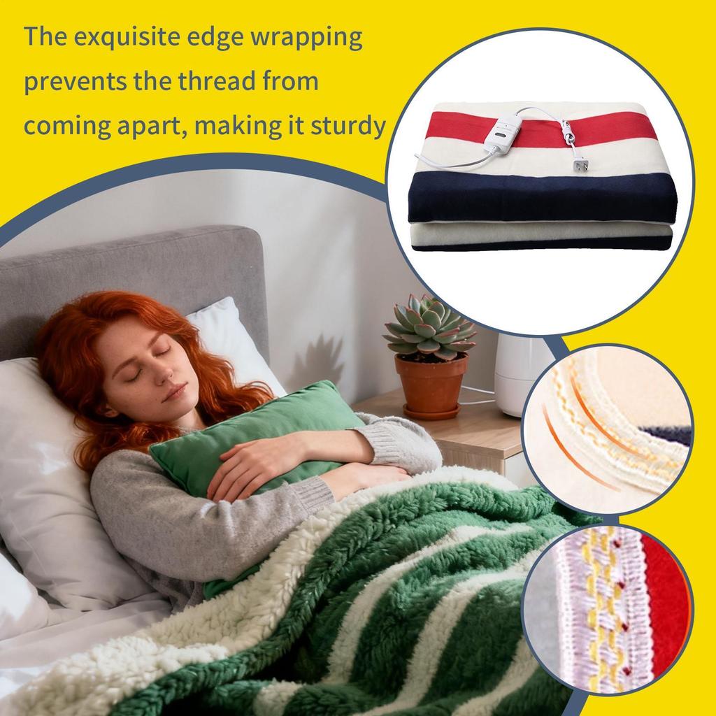 Electric Heated Blanket Soft Striped Bed Accessories Electric Throw Blanket Fast Heating For Couch Sofa Home Office Dorm