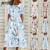 Fashion Summer Spring Short Sleeve O-Neck Casual Dresses