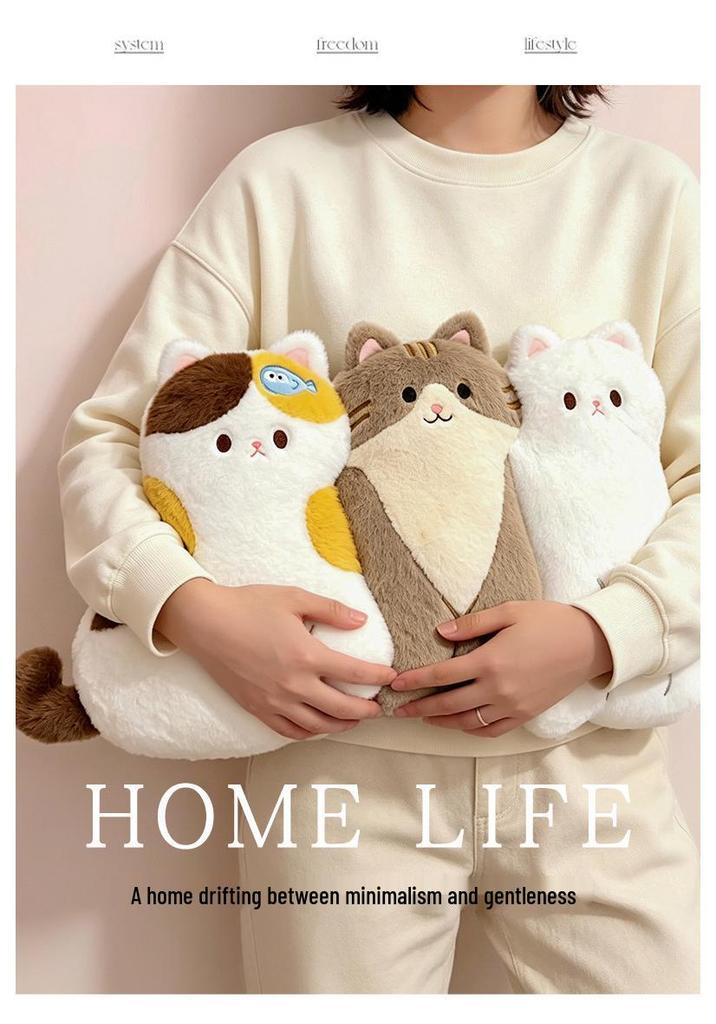 Pet-Themed Cat and Dog Hugging Pillow: Cozy Sofa and Bedroom Back Cushion with Adorable Multi-Pet Design