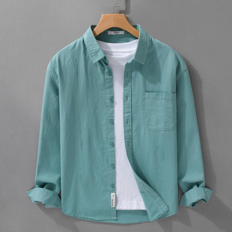 

Мужская рубашка с длинным рукавом из чистого хлопка — удобная, дышащая, универсальная для весны и осени. 3XL