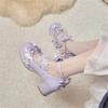 Cross Strap Girls High Heels Women Mary Jane Pumps Wedding Party Shoes Sweet Ruffles Bow Princess Cosplay Lolita Shoes 29-43
