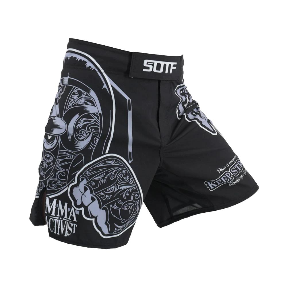 SOTF MMA Černá Geometrie Bojová Softshellová Bunda Potisk Písmen Tygr Muay Thai Kickbox Boxerské Oblečení Muaythai Šortky Sanda mma