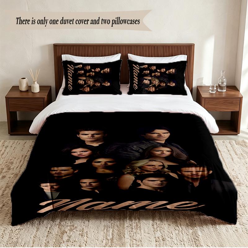 The Vampire Diaries Personalized Custom Name 3‑Piece Bedding Set Soft Duvet Cover Set For Bedroom Home Decor