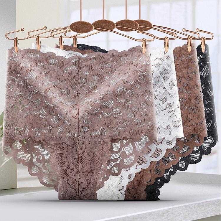 Sexy Lace Panties for Women High Waist Ultra-thin See-through Mesh Underwear Panties Large Size Cotton Crotch Briefs Lingerie