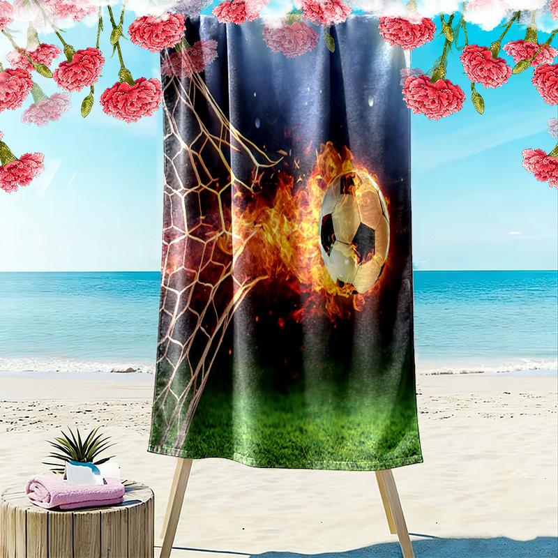 Soccer Art Print Beach Towel, Large Soft Quick Dry Towel for Beach Camping Swimming