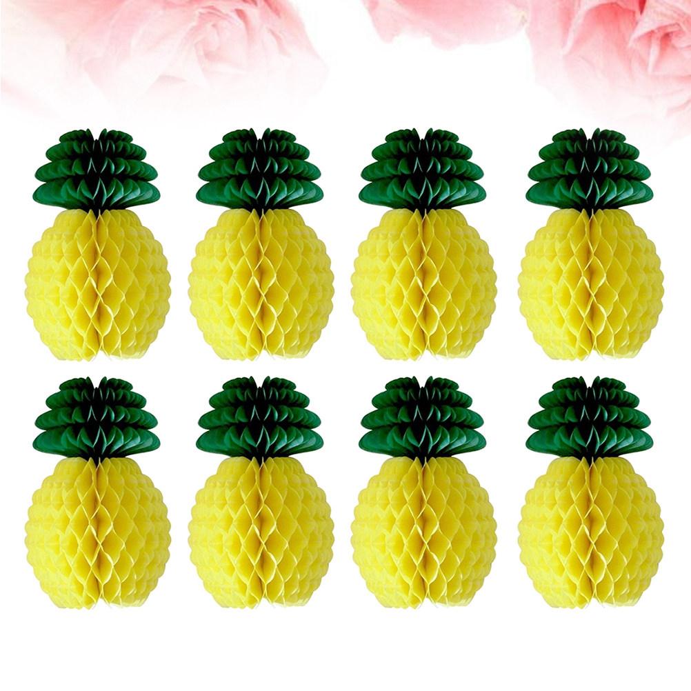 8Pcs Pineapple Honeycomb Party Decorations Reusable Hanging Luau Birthday Hawaiian Supplies Baby Shower Table Ceiling Decor