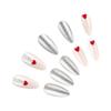 24 Pcs Elk Full Cover Stick On Nails Artificial Nails Medium Almond False Nails Christmas Press On Nails for Woman Girls