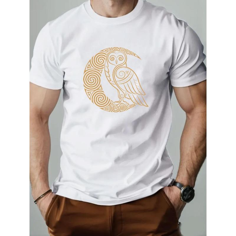 European Size Men'S Owl Pattern Summer Casual Short-Sleeve T-Shirt