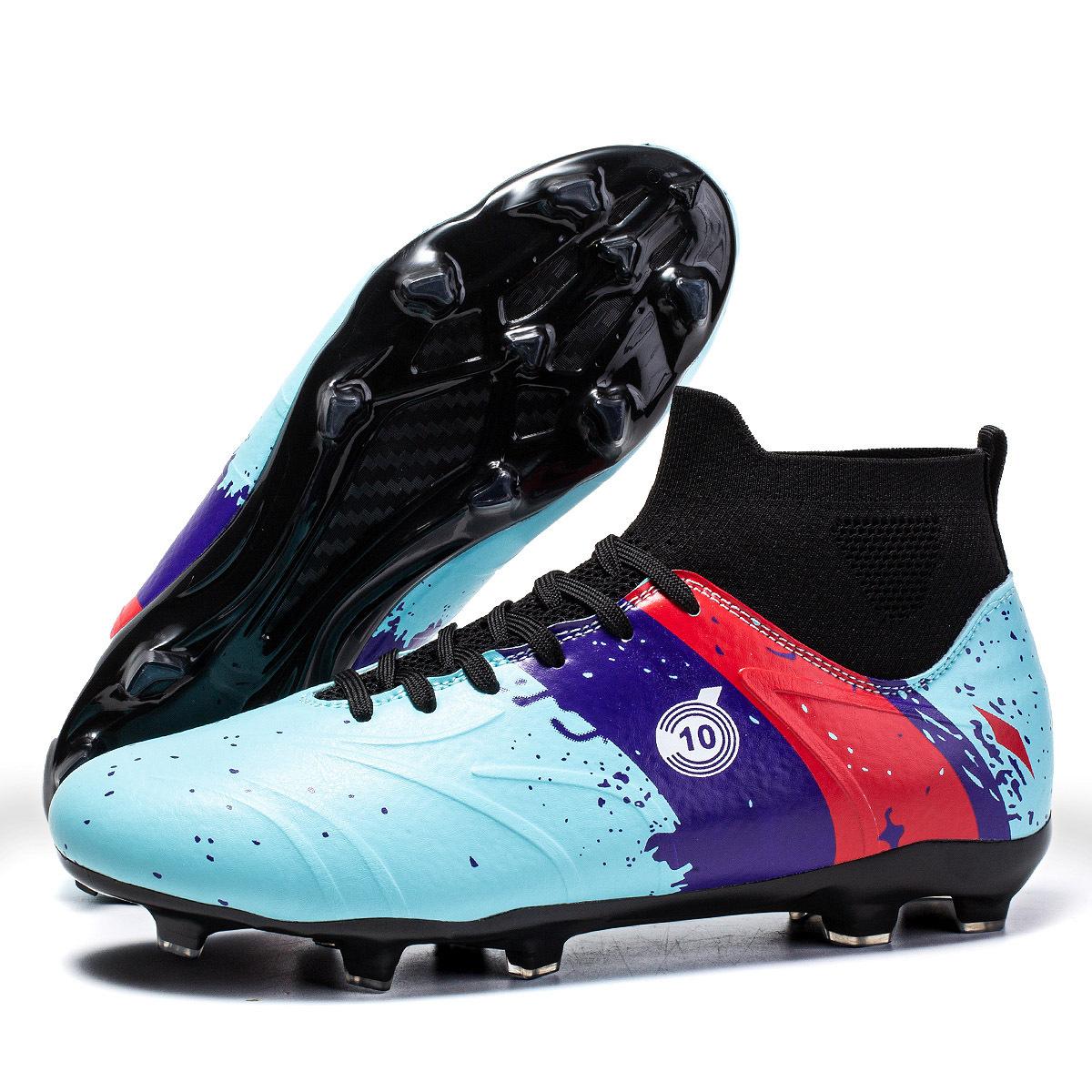 

High-top broken women s children s sports shoes long nails foreign trade blue nails training football shoes men s shoes competition students 35