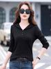 Women's Slimming Long Sleeve Turn-Down Collar T-Shirt - New Autumn Versatile Fashion Top 2025