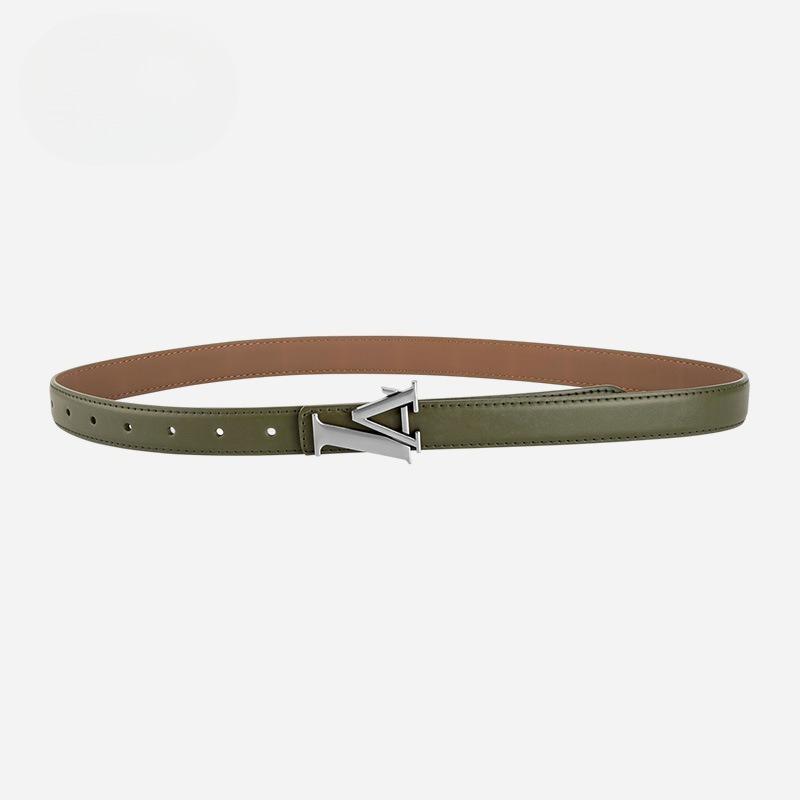 New European and American Alloy Letter Board Buckle Genuine Leather Belt for Women Korean Style Fashionable High-end Versatile Trousers Belt for Women