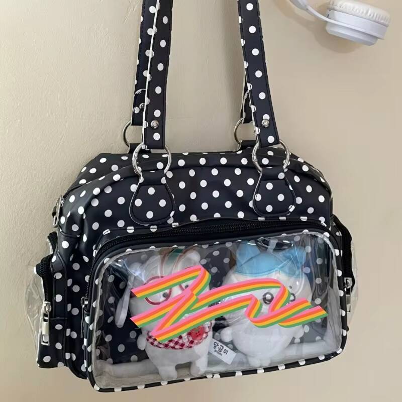 New Y2K Polka Dot Anime Ita Bag Two-dimensional Crossbody Bag Cute Girl Transparent Shoulder Bag Otaku DIY Comic Display Handbag