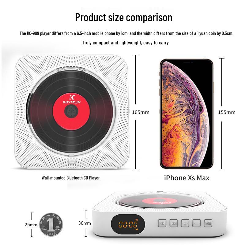 Wall-Mounted Bluetooth CD Speaker & Music Player with Cover - Early Education Learning Repeater & Radio MP3 Player