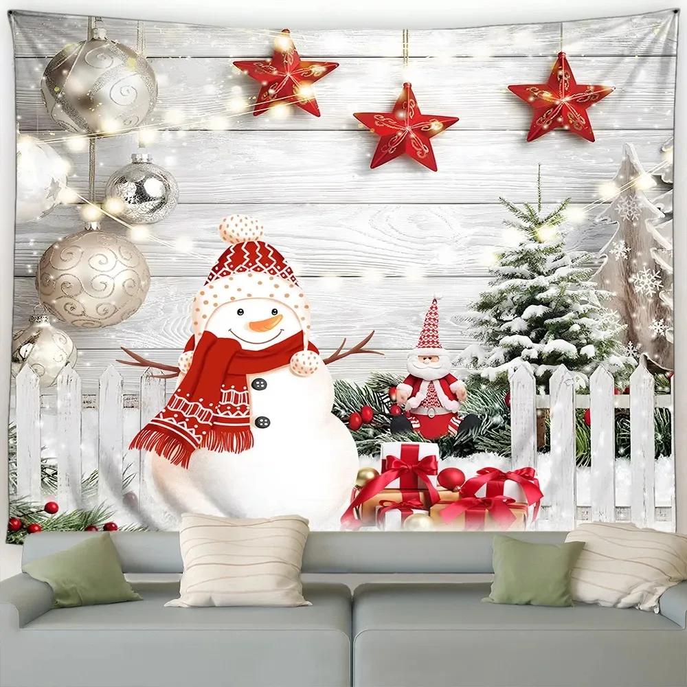 Christmas Cute Snowman Christmas Tree Tapestry Bedroom Living Room Home Christmas Decoration Tapestry