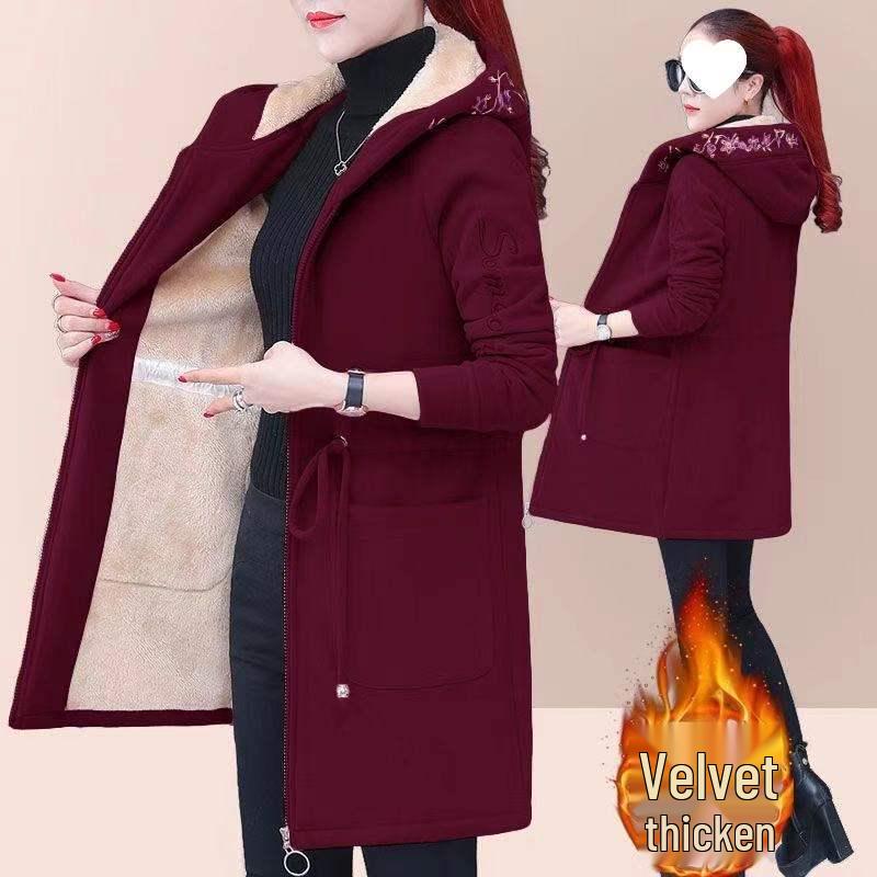 Women's 2025 Mid-Length Velvet Lambswool Plush Coat - Loose, Trendy, Plus Size, Autumn/Winter Cardigan Hoodie