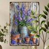 Vintage Lavender Barrel Metal Wall Sign Home Decor