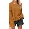 Women's Solid Color Round Neck Bell Sleeve Pullover Knitwear Fashion Short Sweater