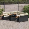 VidaXL Garden Lounge Set with Cushions 9 Pcs Black Braided Resin Acacia 3327577