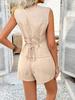 2025 Women's Spring/Summer European-American Casual Solid Color Button-Down Cardigan Vest & Shorts Set
