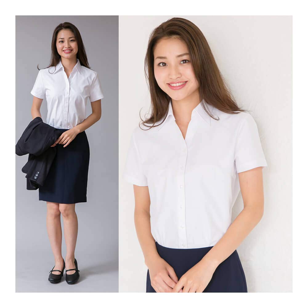 Dress Short Open Short Japanese M To Japanese Size [Atelier Sanrokugo] Women's Short-sleeved Shirt, Opaque, Blouse, Office, Shirt, Sleeve, Classic,