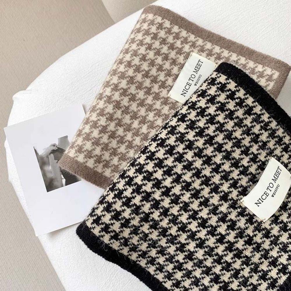 Letter Plaid Knitted Scarf Soft Winter Neck Scarf Fashion Long Warm Lattice Shawl Travel