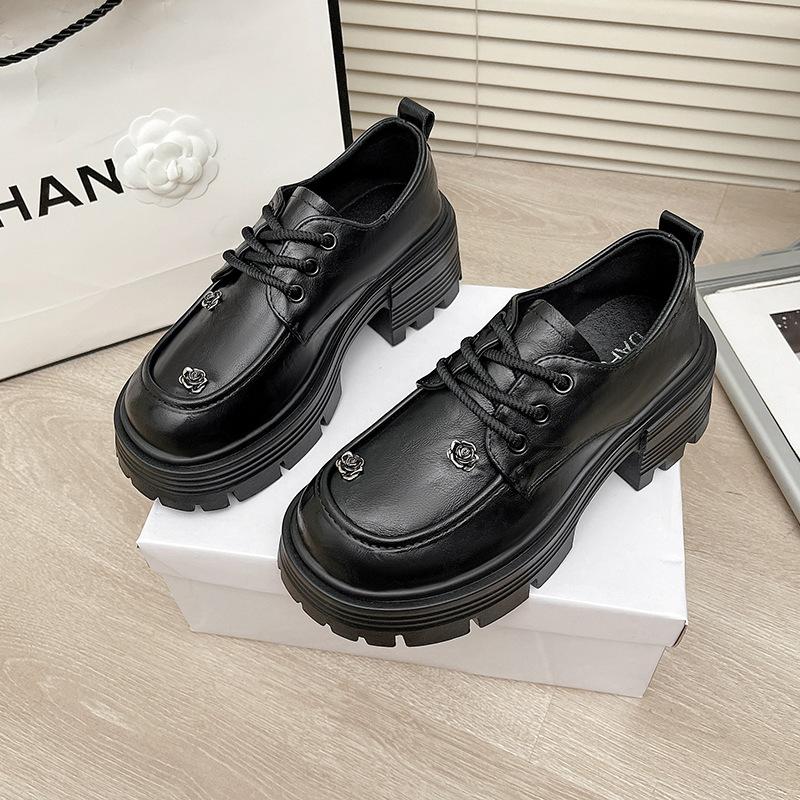 French Small Loafers 2025 Autumn New British Style Small Leather Shoes Fashion Versatile Thick Heel Platform Single Shoes