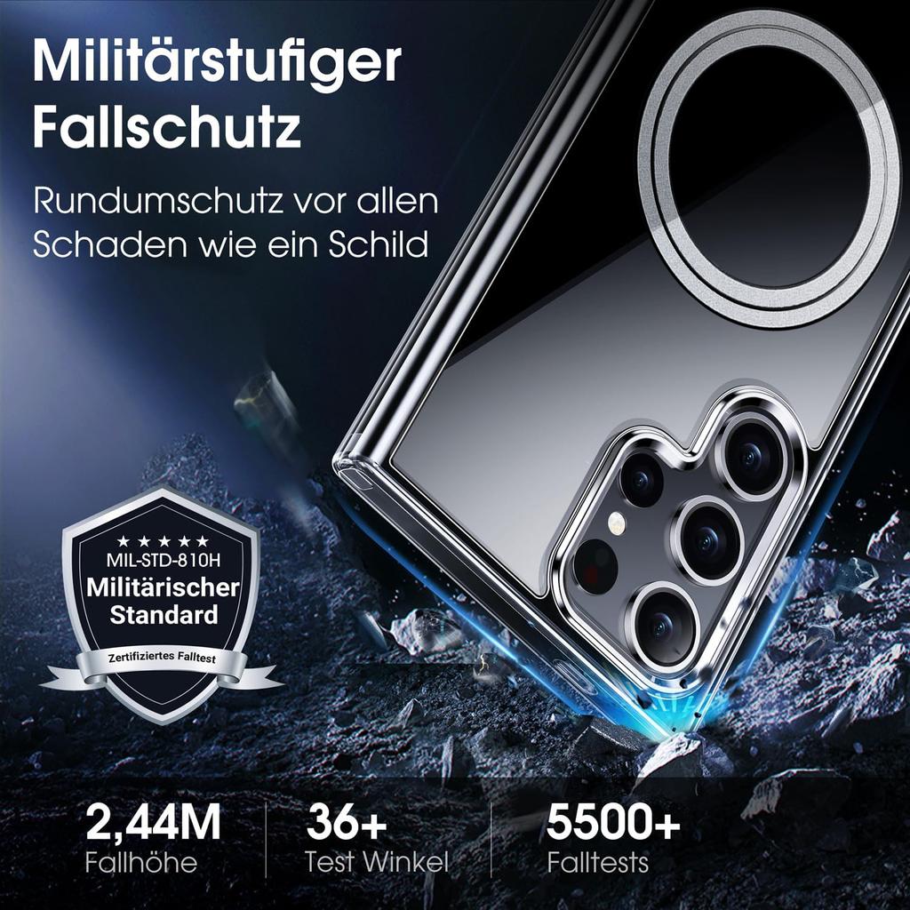 Pouzdro pro Samsung Galaxy S23 Ultra kompatibilní s MagSafe TPU+PC průhledným zadním krytem