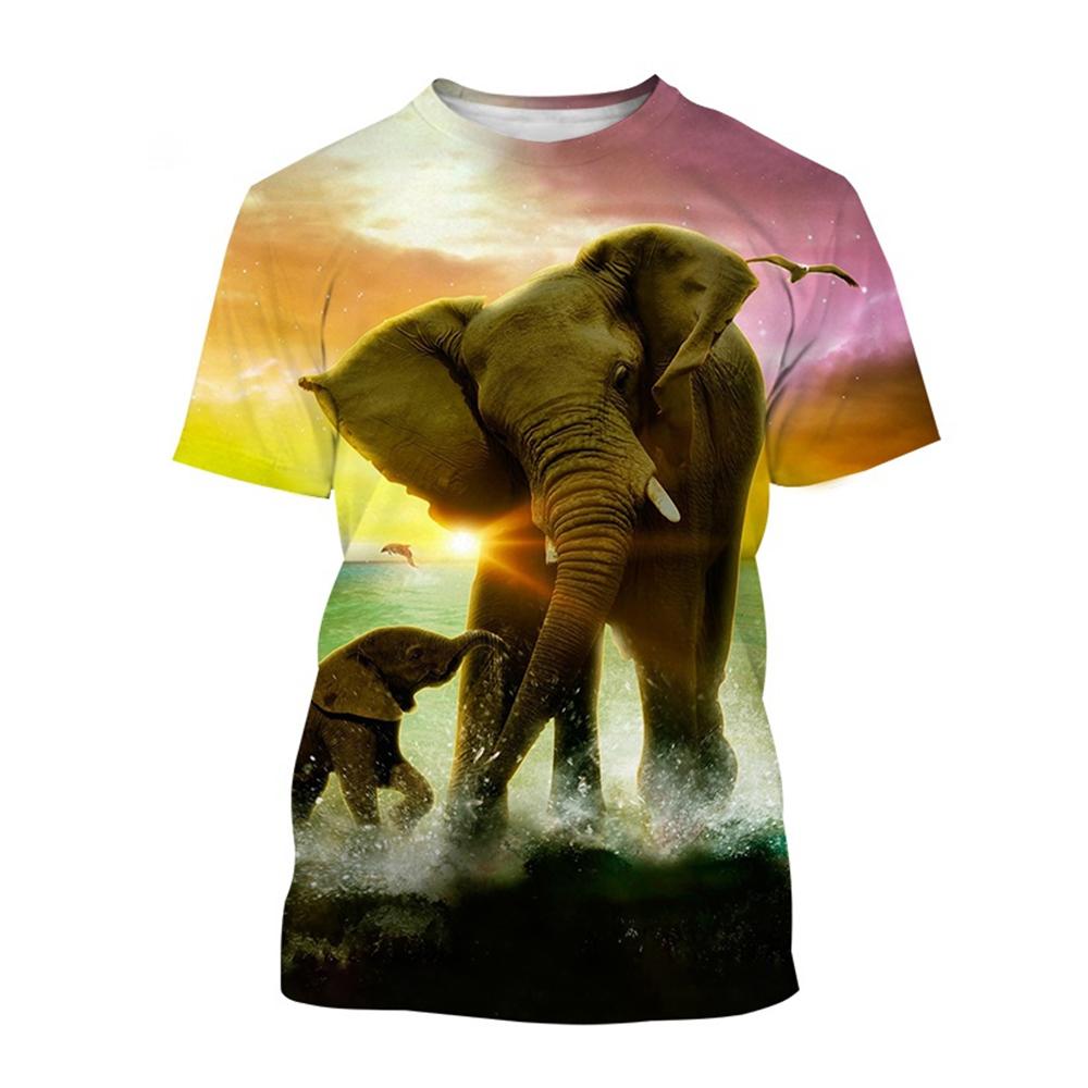 Summer Fashionable Fun Cute Animal Elephant 3D Printed Kids T-Shirt Outdoor Casual Boys Tees Top Girl Clothing