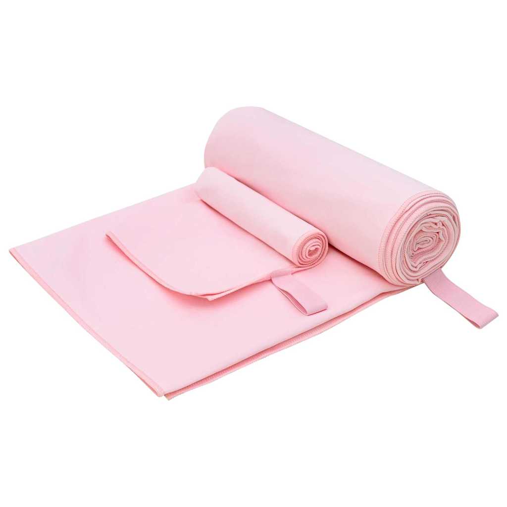 Sports Towel Set 2 pcs Pink Fabric
