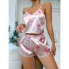 summer cartoon print Pajamas Set for Women Homewear sexy loose sling crop tops and shorts 2 Pieces short Pijamas pink Sleepwear Loungewear