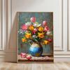 Large Size Pink and Yellow Tulip Flower Canvas Wall Art Paintings Colorful Flowers and Vase Posters Living Room, Office,No Frame