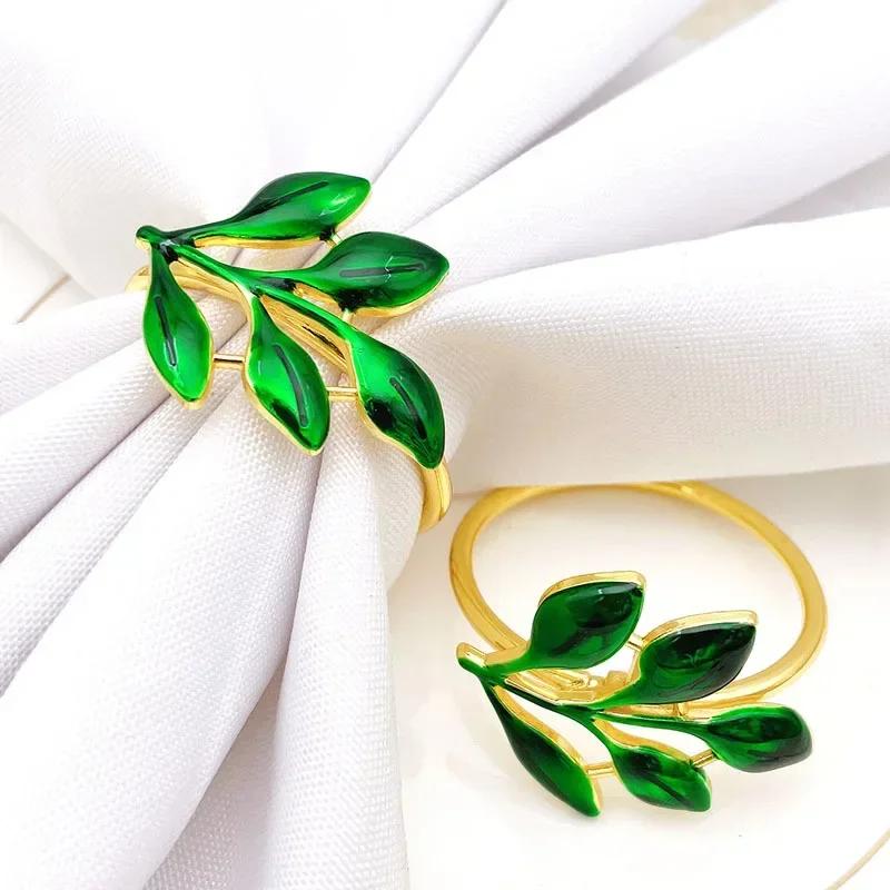 

12PCS Hotel simple leaf Table napkin rings Metal napkin holder for Table decoration and accessories Wedding table decoration золотой