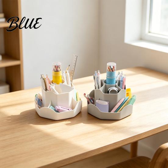 Multi-compartment Pencil Holder Rotating Pen with 9 Compartments 360 Degree Silent Smooth Spinning