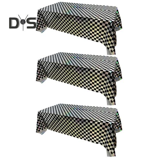 3-pack plastduk skinnende rektangel engangsbordtrekk iriserende festdekorasjoner for piknikcamping