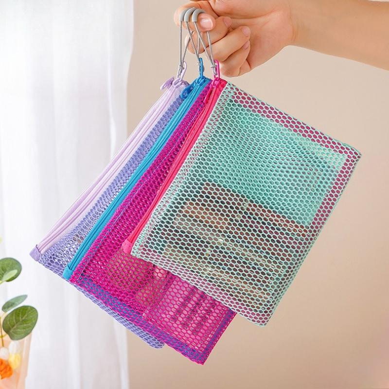 Mesh Travel Cosmetic Bag Portable Makeup Storage Bag Purses Women Large Capacity Zipper Make Up Organizer Storage Clutch