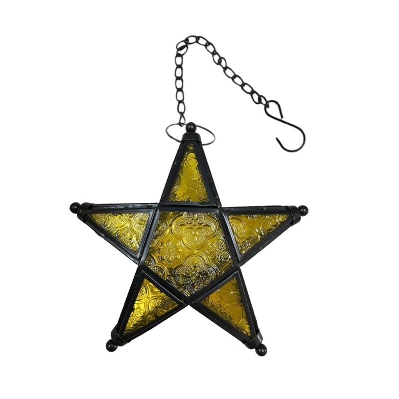 Iron Hanging Candle Holders Art Design Star Shape for Home Decors Sturdy Metal Texture Ideal for Living Room Study