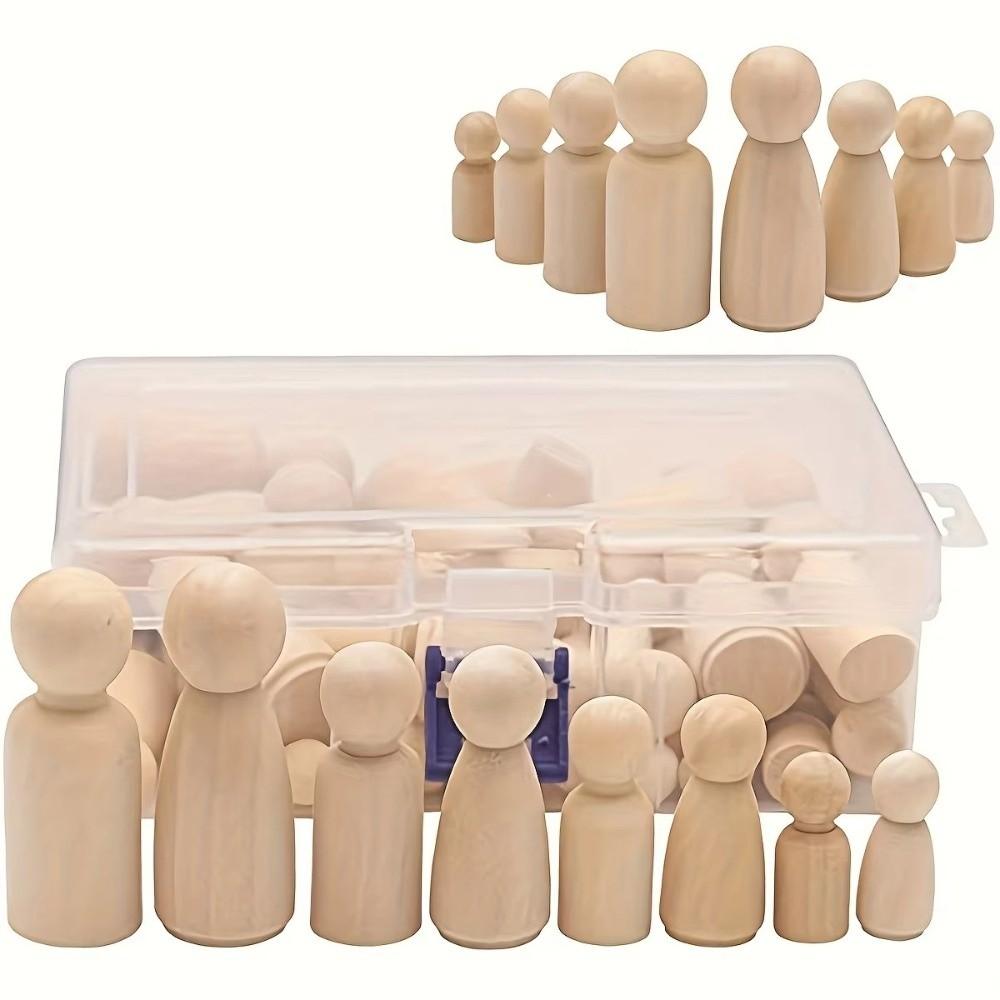 50pcs Natural DIY Wooden Figures Handicrafts Painting Dolls Toys  Wedding Craft