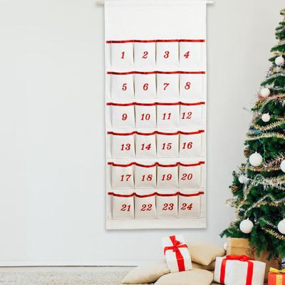 Christmas 24 Day Advent Calendar Organizer Office Wall Hanging Bag with Pockets for Farmhouse
