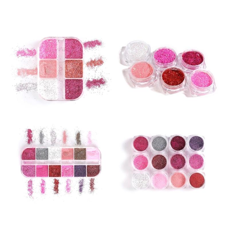 6/12Color Diamond Nail Powder Sparkling Nail Glitter Dust Shining Flakes for Acrylic Nail Polish DIY Nail Art Decoration