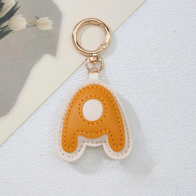 PU-Leder Bonbonfarbe A bis Z Initialen Schlüsselanhänger für Damen Einfach Mode Rucksack Telefonanhänger Autoschlüsselanhänger Schmuck Geschenke