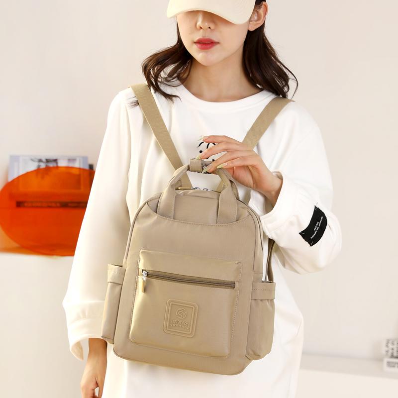 Nylonowa torba Damski plecak Plecak o dużej pojemności w jednolitym kolorze