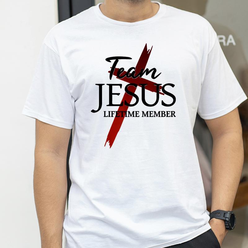 T-shirt imprimé Team Jesus Membre à vie Chrétien mode hommes femmes Manches courtes t-shirts décontracté été Respirant Hip Hop t-shirt