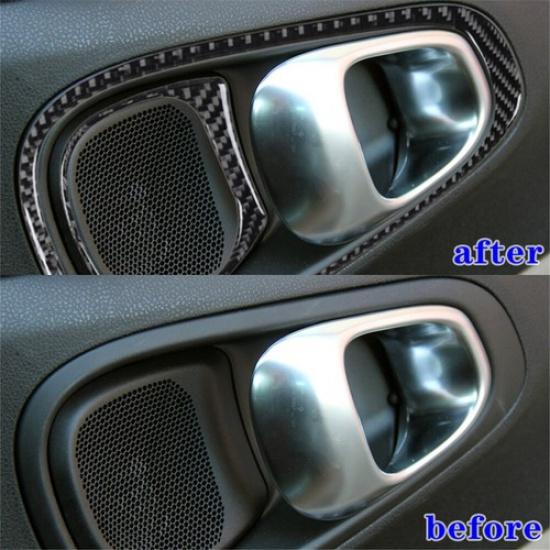 4Pcs Carbon Fiber Interior Rear Door Handle Cover Trim For 2014-17 Fiat 500L