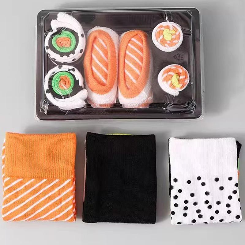 6 párů 2026 Kreativní Novinka Zábavné Jídlo Sushi Ponožky Měkké Pohodlné Prodyšné Středně vysoké Ponožky pro Muže Ženy Vánoční Dárek Ponožky