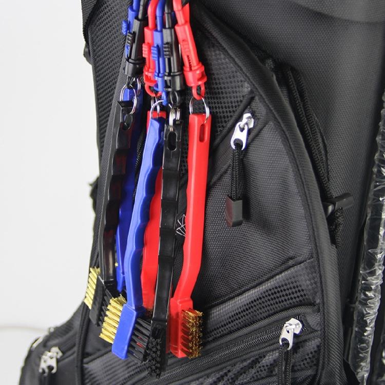 Double Sided Golfs Head Brush with Spikes for Cleaning Grooves Shoes Golfs Club Cleaner Brush with Retractable Carabiner