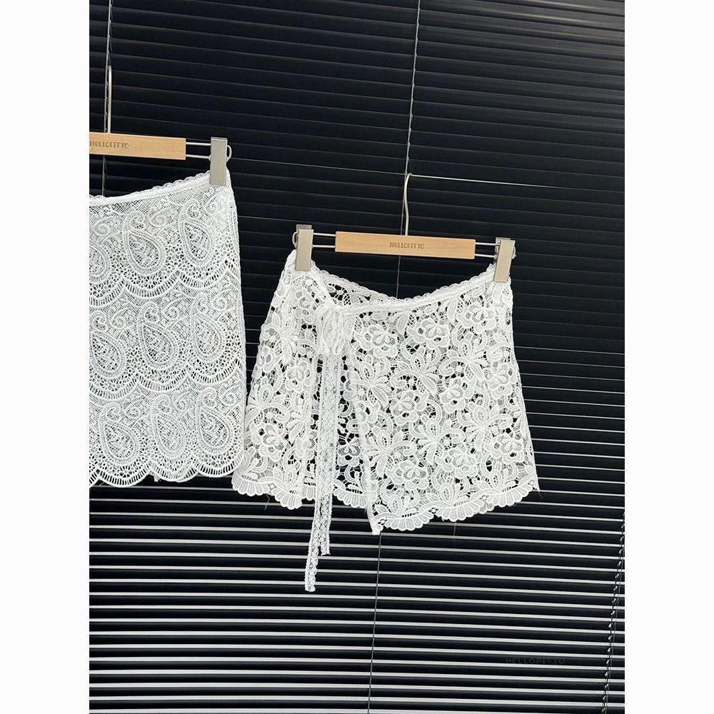 Korean Peplum Tie-Hem Lace Half Skirt - Versatile Yarn Skirt 2025.