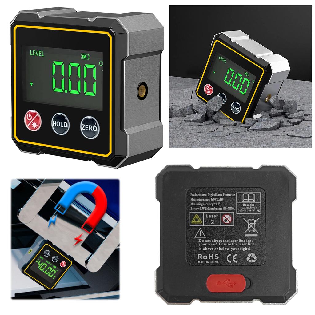 Digital Angle Measure Instrument USB Charging Table Saw Miter Protractor Slope Measuring Meter Woodworking Measuring Tool