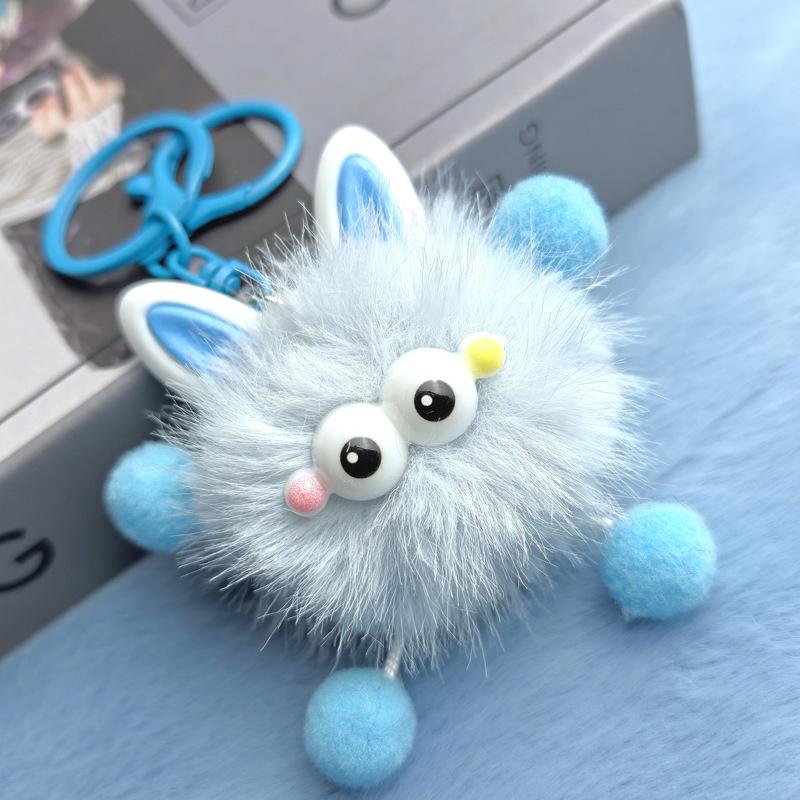 Imitation Mink Ears Elf Plush Cartoon Pendant Furry Cute Cartoon Fur Ball Couple Bestie Gift Keychain