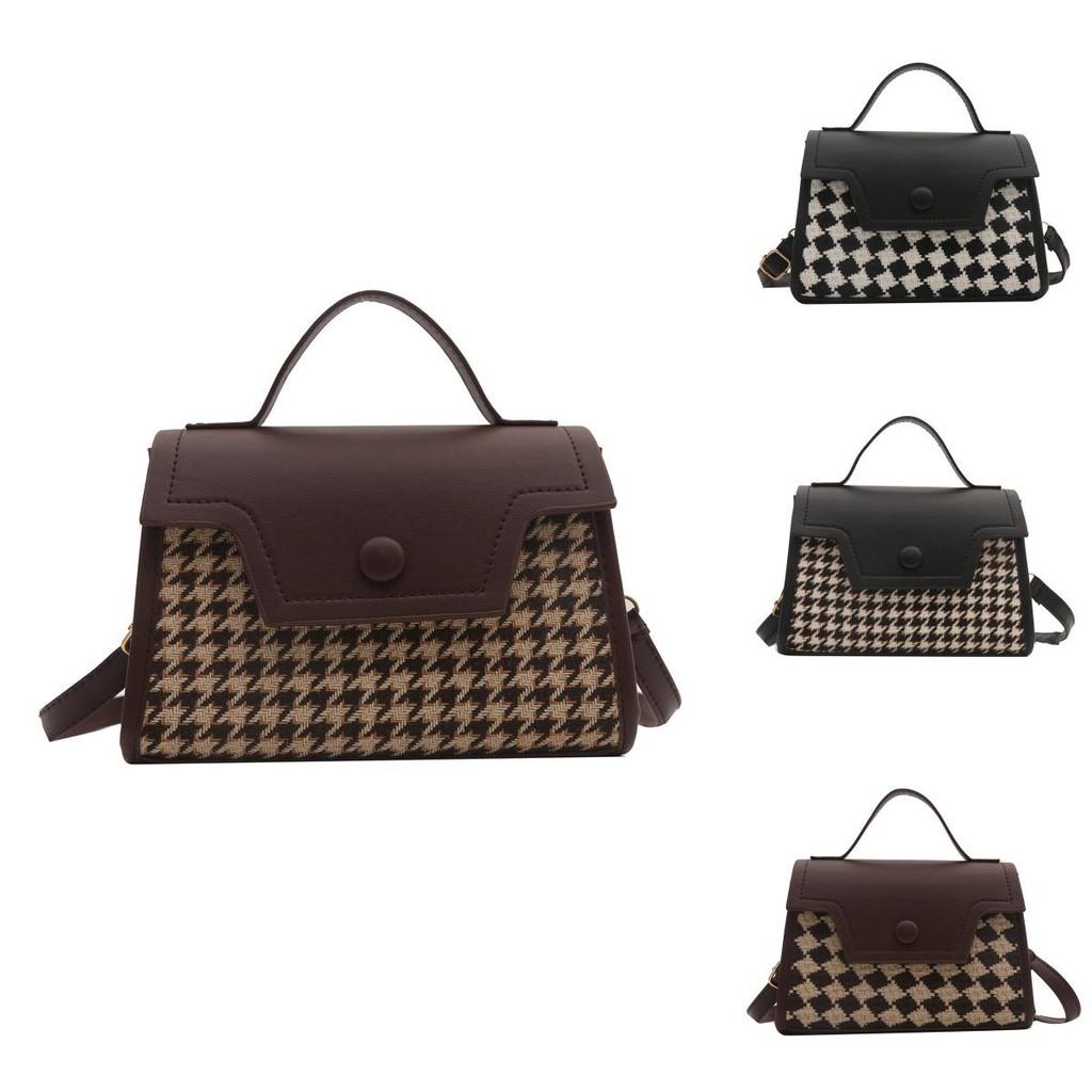 Fashion Plaid Colorblock Retro Crossbody Bag With Unique Material For Casual Daily Use